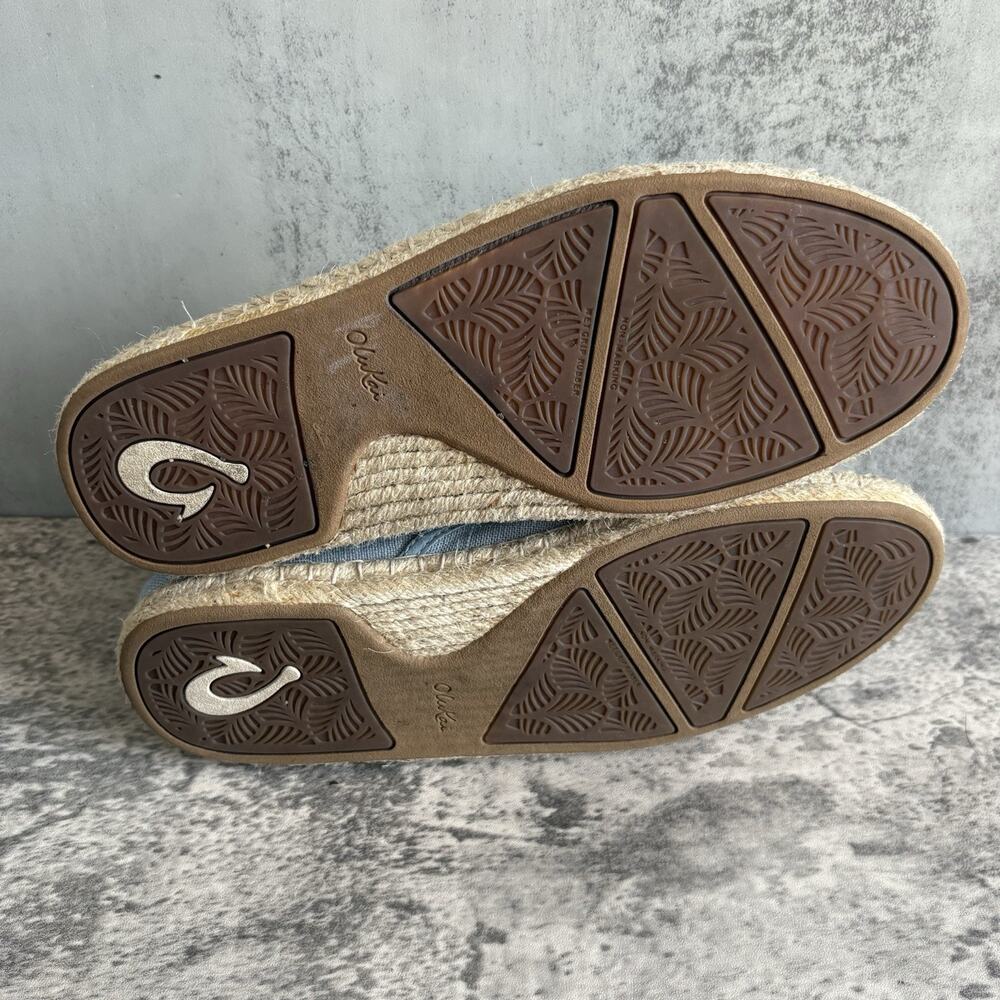 Olukai Kaula Pa'a Kapa Linen Espadrilles Loafers Womens 8.5 Lanai Breeze Blue - Picture 6 of 8